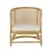 25" x 29" x 28" Light Brown Rattan Woven Rounded Accent Chair with White Fabric Cushion